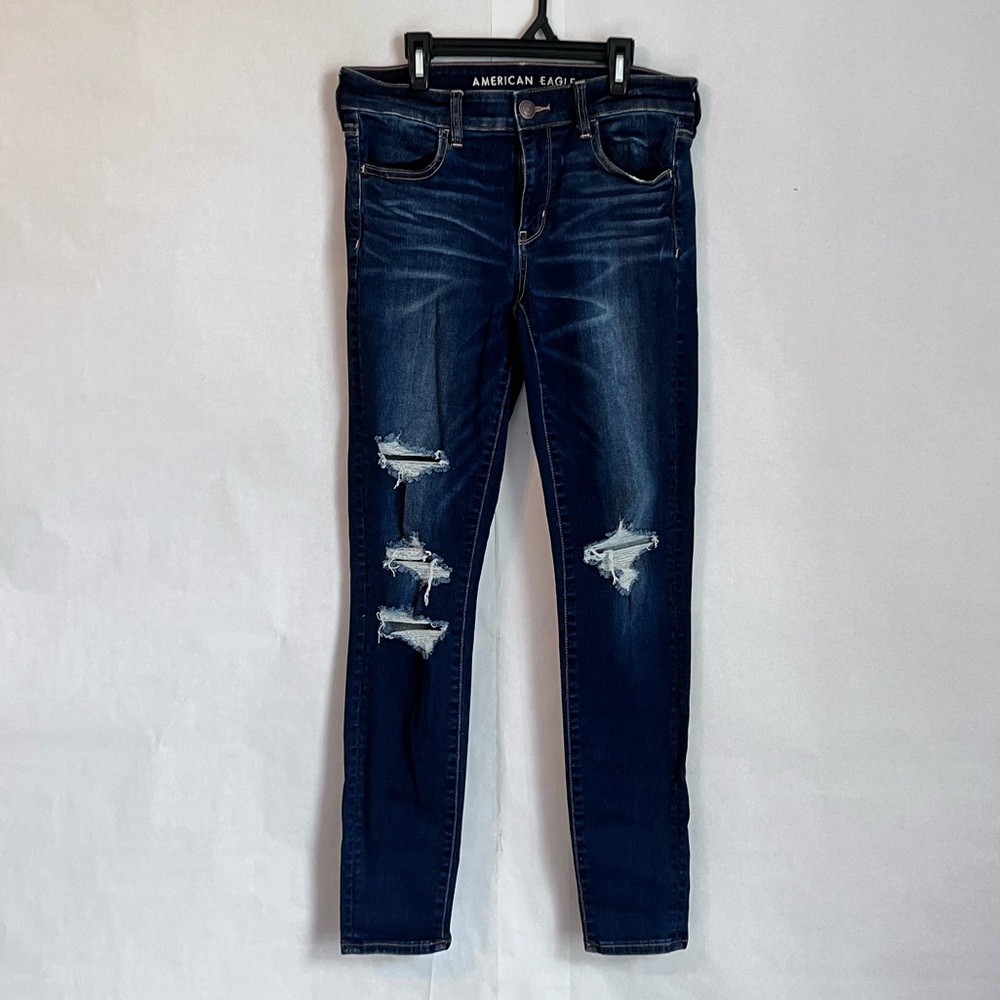 Girls American eagle next level stretch size 10 long blue jeans
